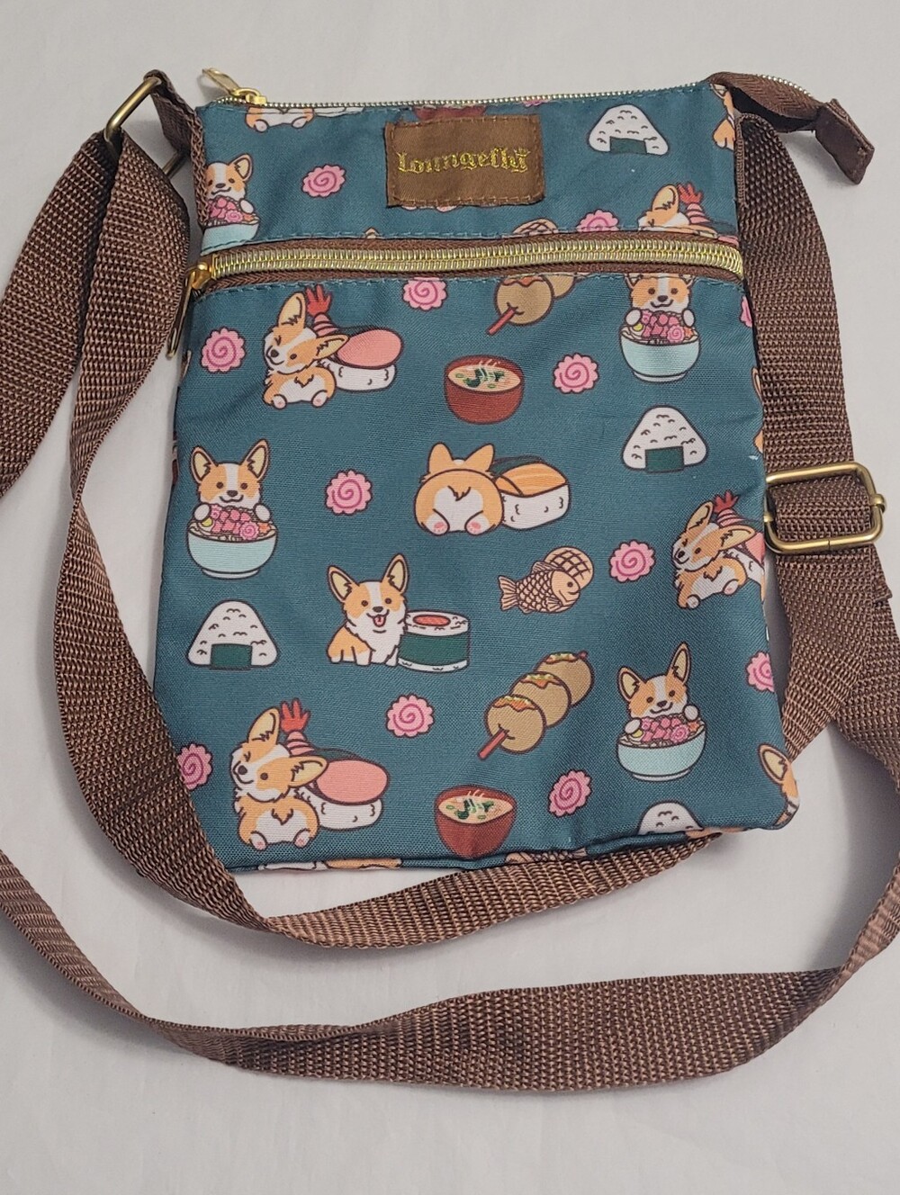 Loungefly Corgi Sushi Passport Crossbody Bag